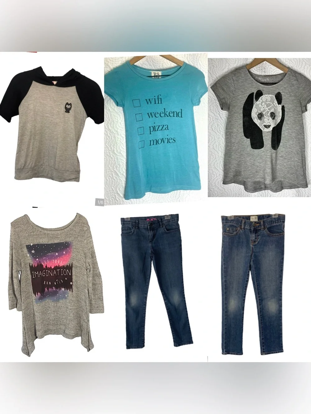 🎨 Girls Size 8 School-Ready Outfit Bundle – 6 Fun & Cozy Pieces!